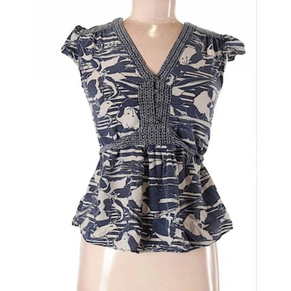 Anthro Porridge Ardith 100% Silk Boho Top